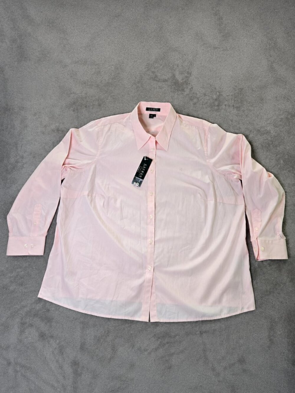 Lauren Ralph Lauren Womens 2X Pink Ice Button Up Blouse Shirt Long Sleeve NWT